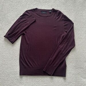 All Saints Men Nomo Crew Neck Shirt size Medium in Maroone